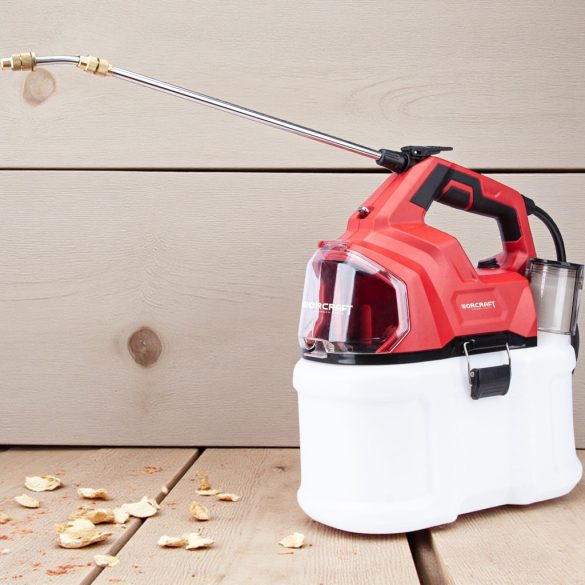 Akkumulátoros permetező, Worcraft CBS-S20Li-8L ShareSYS, 8 liter, piros, teleszkópos szórókarral, vállpántos, hosszú üzemidejű