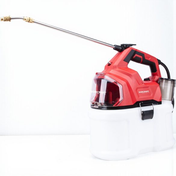 Akkumulátoros permetező, Worcraft CBS-S20Li-8L ShareSYS, 8 liter, piros, teleszkópos szórókarral, vállpántos, hosszú üzemidejű