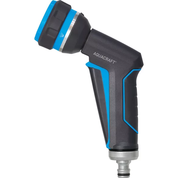 Kerti locsolópisztoly, Aquacraft 760050 Prémium, szürke, 4 funkciós, állítható vízáram, fémházas