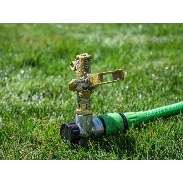 Kerti locsolófej, Strend Pro Garden, impulzusos, tüskés, földbe szúrható, sárgaréz fej, maximum 75 m2 öntözési terület
