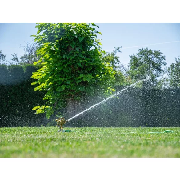 Kerti locsolófej, Strend Pro Garden, impulzusos, tüskés, földbe szúrható, sárgaréz fej, maximum 75 m2 öntözési terület