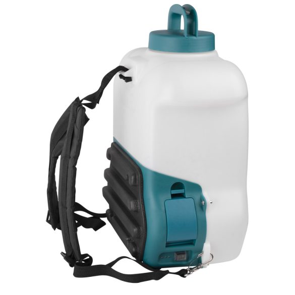 Akkumulátoros permetező, Evika DJ160, 16 liter, fehér, vízálló kapcsolós, teleszkópos fém szórókarral, háti hevederes