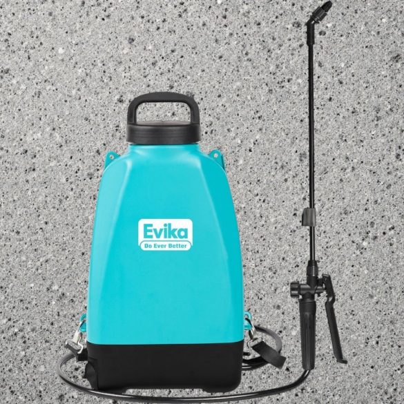 Akkumulátoros permetező, Evika EJ80S, 8 l, kék, 10,8 V, Li-Ion, vízálló kapcsoló, rozsdamentes fém rúd, beépített rúdtartó, háti hevederes