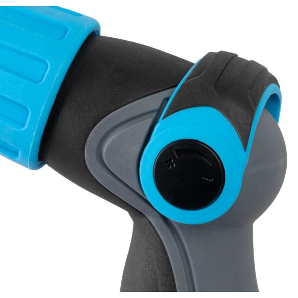 Kerti locsolópisztoly, Aquacraft 750370, fekete/kék, sárgaréz fúvóka, állítható vízáram, fémházas