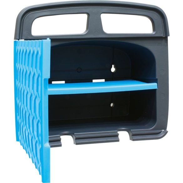 Fali tömlődob, Aquacraft 990272 Deluxe, kék/fekete, tömlő nélkül, maximum 30 m 1/2″ tömlőhöz, szekrénnyel, tartozéktárolóval, falra szerelhető