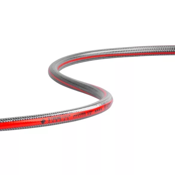 Kerti locsolótömlő, Strend Pro Garden Silver Pro, piros/ezüst, 3/4",  50 m, 30 bar, csavarodásgátló, 5 rétegű PVC, -5°C és +65°C között hőálló