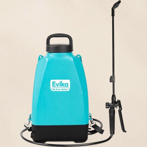 Akkumulátoros permetező, Evika EJ120S, 12 l, kék, 10,8 V, Li-Ion, vízálló kapcsoló, rozsdamentes fém rúd, beépített rúdtartó, háti hevederes