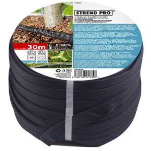 Kerti locsolótömlő, Strend Pro Garden ST.Flatso, fekete, lapos, 30 m, 6 bar, szivárgó, csatlakozókkal, csepegtető öntözéshez, -5°C és +50°C között hőálló