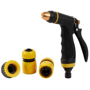 Kerti locsolópisztoly, Strend Pro Garden TS4026, fekete, sárgaréz fúvóka, állítható vízáram, műanyag, csatlakozókkal