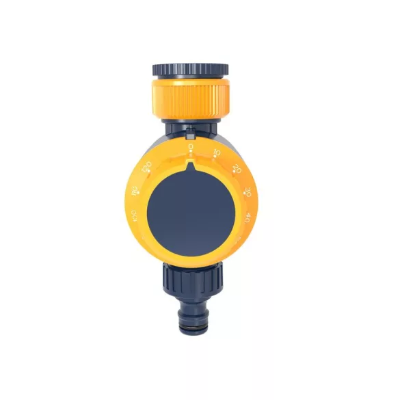 Mechanikus locsolóidőzítő, Strend Pro Garden, kék/sárga, mechanikus, 1 kimenet, 1-120 perc időzítés, 3/4" és 1" menethez, 1/2" gyorscsatlakozó, maximum 6 bar
