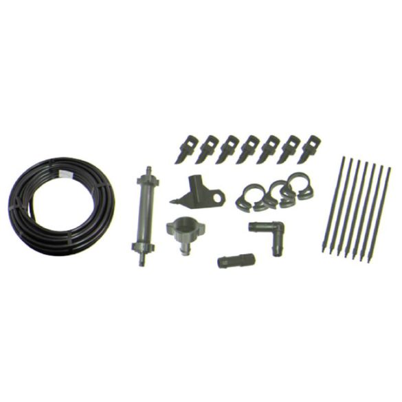 Kerti locsolótömlő öntözőkészlettel, Strend Pro Garden TS7107, fekete, 20 m, 33 db-os készlet, csepegtető öntözéshez, 13 mm tömlővel, bilincsekkel és szűrővel