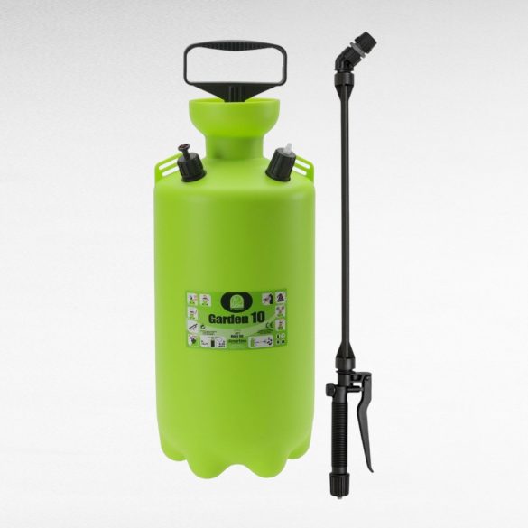 Vállra akasztható permetező, Dimartino Garden 10, 10,75 liter, zöld, biztonsági szelepes, nyomásjelzős, hő- és fagyálló tömlővel