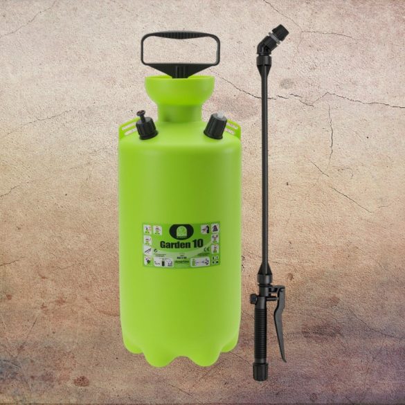 Vállra akasztható permetező, Dimartino Garden 10, 10,75 liter, zöld, biztonsági szelepes, nyomásjelzős, hő- és fagyálló tömlővel
