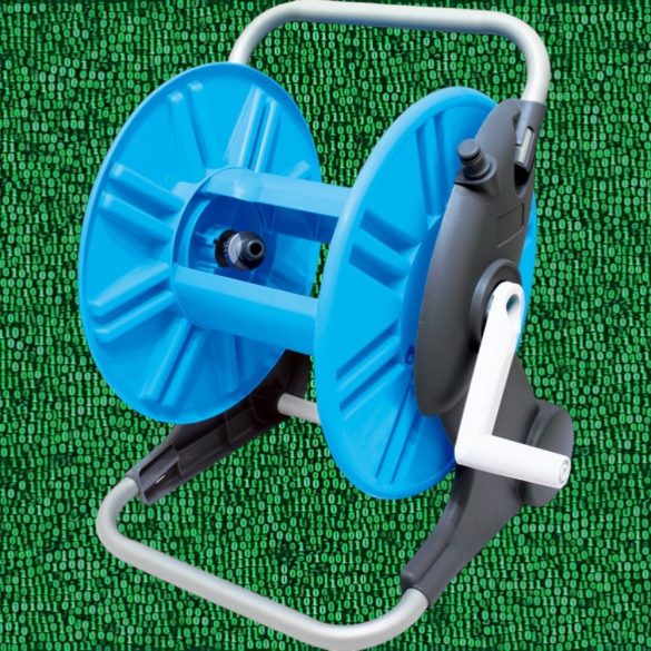 Kerti tömlődob, Aquacraft 990100, kék/szürke, maximum 50 m 1/2" kerti tömlőhöz, acél és műanyag, kézi hajtókar, tömlő nélkül