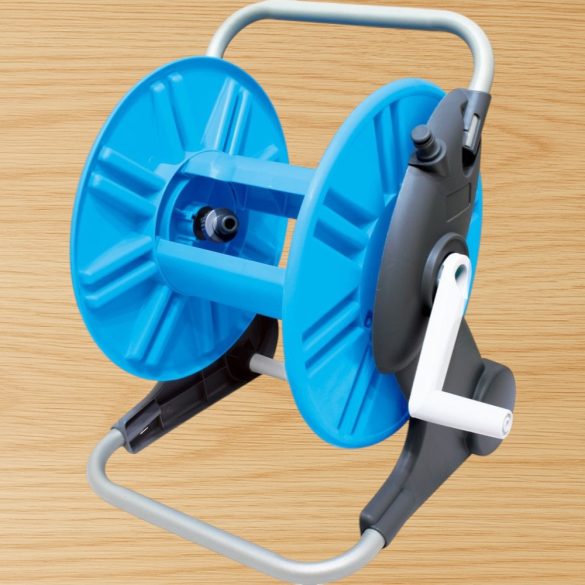 Kerti tömlődob, Aquacraft 990100, kék/szürke, maximum 50 m 1/2" kerti tömlőhöz, acél és műanyag, kézi hajtókar, tömlő nélkül