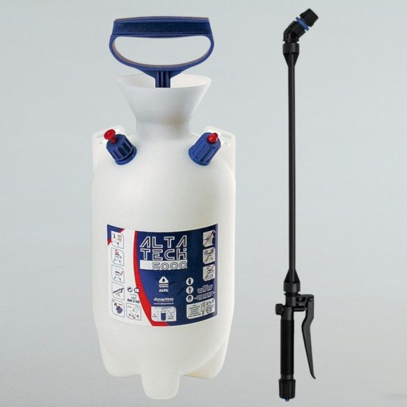 Vállra akasztható permetező, Dimartino Alta 7000 Viton, 7 liter, fehér, biztonsági szelepes, nyomásmérős, hő- és fagyálló tömlővel