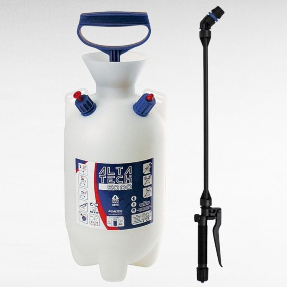 Vállra akasztható permetező, Dimartino Alta 7000 Viton, 7 liter, fehér, biztonsági szelepes, nyomásmérős, hő- és fagyálló tömlővel