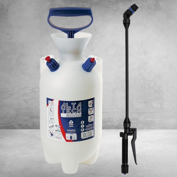 Vállra akasztható permetező, Dimartino Alta 7000 Viton, 7 liter, fehér, biztonsági szelepes, nyomásmérős, hő- és fagyálló tömlővel