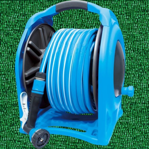 Fali tömlődob, Aquacraft 990076, kék, tömlővel, 1/2", 25 m, szórópisztollyal, csatlakozókkal