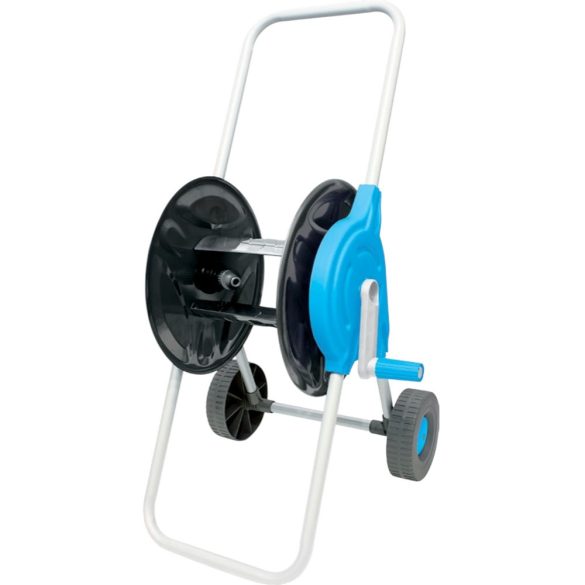 Kerti tömlőkocsi, Aquacraft 990010, fehér/kék, maximum 60 m 1/2" kerti tömlőhöz, acél és műanyag, kézi hajtókar, kerekes, tömlő nélkül