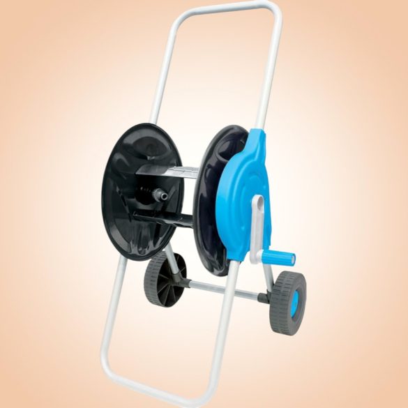 Kerti tömlőkocsi, Aquacraft 990010, fehér/kék, maximum 60 m 1/2" kerti tömlőhöz, acél és műanyag, kézi hajtókar, kerekes, tömlő nélkül