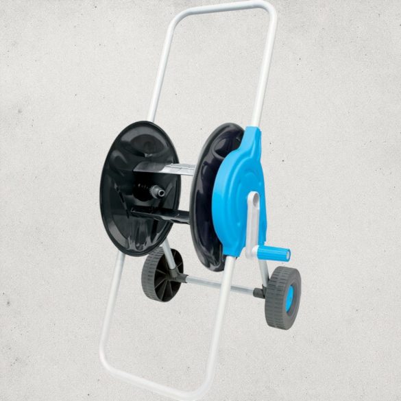 Kerti tömlőkocsi, Aquacraft 990010, fehér/kék, maximum 60 m 1/2" kerti tömlőhöz, acél és műanyag, kézi hajtókar, kerekes, tömlő nélkül