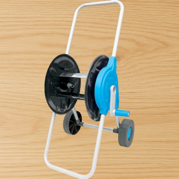 Kerti tömlőkocsi, Aquacraft 990010, fehér/kék, maximum 60 m 1/2" kerti tömlőhöz, acél és műanyag, kézi hajtókar, kerekes, tömlő nélkül