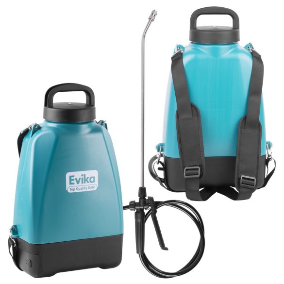 Akkumulátoros permetező, Evika EJ80, 8 liter, kék, vízálló kapcsolós, fém szórókarral, háti pántos