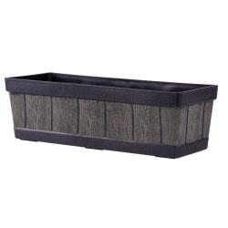   Műanyag virágláda, Strend Pro Garden Woodeff, barna, 47 x 15 cm, magasság: 17 cm, faerezetes mintázat, 9 l, fahatású