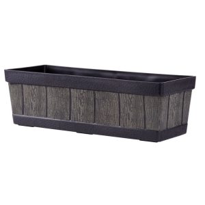Műanyag virágláda, Strend Pro Garden Woodeff, barna, 47 x 15 cm, magasság: 17 cm, faerezetes mintázat, 9 l, fahatású