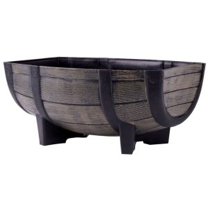 Műanyag virágláda, Strend Pro Garden Woodeff, barna, 41 x 29 cm, magasság: 19 cm, hordó formájú, 11 l, fahatású