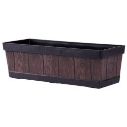   Műanyag virágláda, Strend Pro Garden Woodeff, sötétbarna, 47 x 15 cm, magasság: 17 cm, faerezetes mintázat, 9 l, fahatású