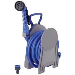 Kerti tömlődob, Strend Pro Garden HC421, szürke, tömlővel, 10 m, 6 funkciós szórópisztollyal,csatlakozókkal