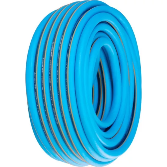 Kerti locsolótömlő, Strend Pro Premium, kék, 1/2", 35 m, 35 bar, rugalmas, algaálló belső fal, sérülésálló, -5°C és +65°C között hőálló