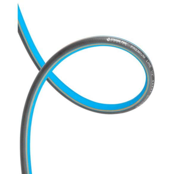 Kerti locsolótömlő, Strend Pro Premium, kék, 1/2", 50 m, 35 bar, rugalmas, algaálló belső fal, sérülésálló, -5°C és +65°C között hőálló