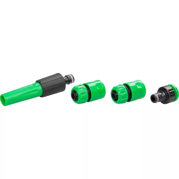 Kerti locsolótömlő, Strend Pro Garden Economic, zöld, 1/2”, 20 m, 12 bar, 1 adapter, 2 gyorscsatlakozó, 1 fúvóka, algaálló belső fal, háromrétegű PVC, -5°C és +50°C között hőálló