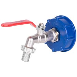   IBC tartály kifolyószelep, Strend Pro Garden, 60 mm kupak, 3/4" bordás csőcsonk, 1/2" kimenet