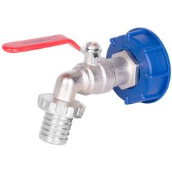   IBC tartály kifolyószelep, Strend Pro Garden, 60 mm kupak, 5/4" bordás csőcsonk, 1" kimenet