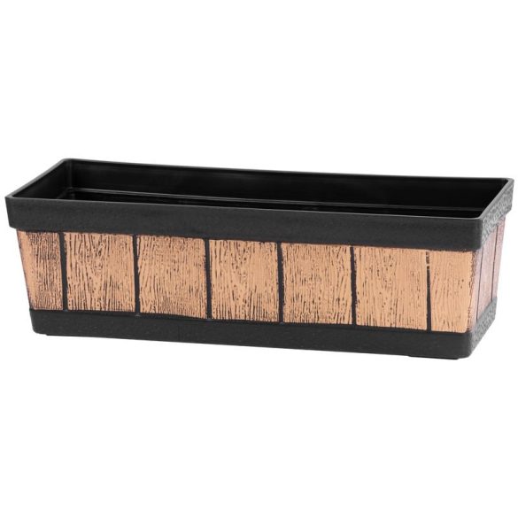 Műanyag virágláda, Strend Pro Garden Woodeff, arany, 47 x 15 cm, magasság: 17 cm, faerezetes mintázat, 9 l, fahatású