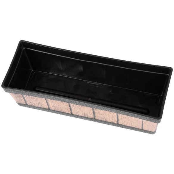 Műanyag virágláda, Strend Pro Garden Woodeff, arany, 47 x 15 cm, magasság: 17 cm, faerezetes mintázat, 9 l, fahatású