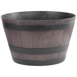   Műanyag virágcserép, Strend Pro Garden Woodeff, barna, átmérő: 52 cm, magasság: 32 cm, hordó formájú, 45 l, fahatású, kerek