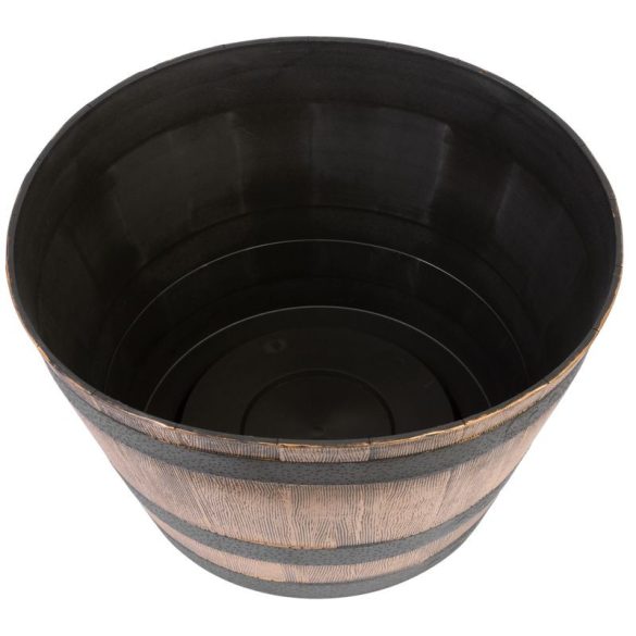 Műanyag virágcserép, Strend Pro Garden Woodeff, arany/barna, átmérő: 52 cm, magasság: 32 cm, hordó formájú, 45 l, fahatású, kerek