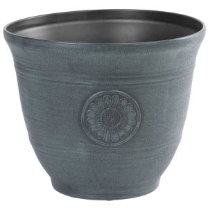 Műanyag virágcserép, Strend Pro Garden, zöld, átmérő: 30 cm, magasság: 25 cm, 10 l, fémhatású, kerek