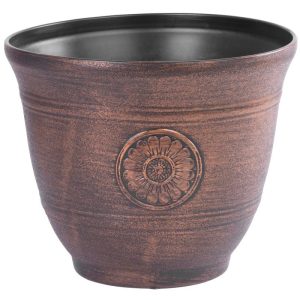 Műanyag virágcserép, Strend Pro Garden, réz, átmérő: 30 cm, magasság: 25 cm, 10 l, fémhatású, kerek