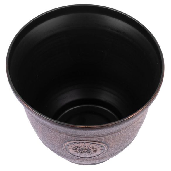 Műanyag virágcserép, Strend Pro Garden, réz, átmérő: 30 cm, magasság: 25 cm, 10 l, fémhatású, kerek
