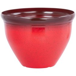   Műanyag virágcserép, Strend Pro Garden, piros, átmérő: 38 cm, magasság: 28,5 cm, 15 l, mázas hatású, kerek