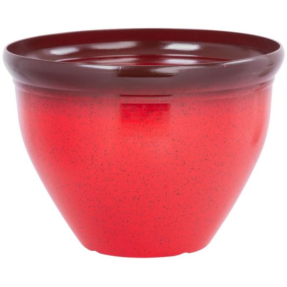 Műanyag virágcserép, Strend Pro Garden, piros, átmérő: 38 cm, magasság: 28,5 cm, 15 l, mázas hatású, kerek