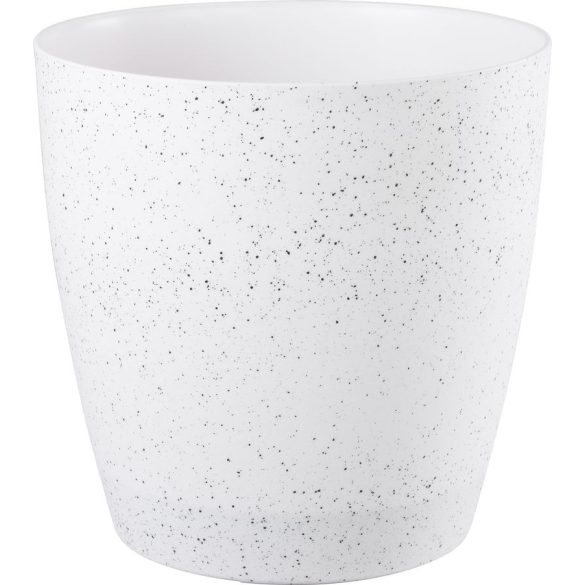 Műanyag virágcserép, Strend Pro Garden Stone, fehér, átmérő: 35 cm, magasság: 35 cm, pöttyökkel, betéttel, 24 l, kőhatású, kerek