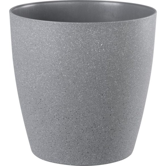 Műanyag virágcserép, Strend Pro Garden Stone, szürke, átmérő: 35 cm, magasság: 35 cm, pöttyökkel, betéttel, 24 l, kőhatású, kerek