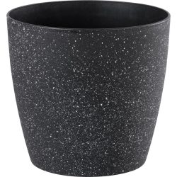   Műanyag virágcserép, Strend Pro Garden Stone, fekete, átmérő: 35 cm, magasság: 35 cm, pöttyökkel, betéttel, 24 l, kőhatású, kerek